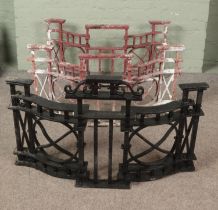 A set of three cast iron Juliet balcony rails Hx66cm Wx106cm Approximately