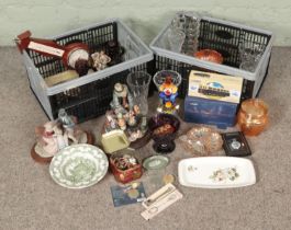 Two boxes of mixed collectables including Corgi limited edition models, Capodimonte and similar