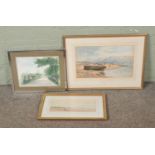 A collection of framed watercolour paintings to include H.F Hancock, T. Matherson and I.M Spooner.