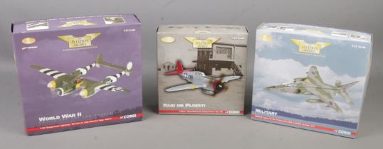 Three boxed limited edition Corgi 'The Aviation Archive' 1:72 scale diecast model planes. Includes