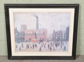 L.S Lowry framed print titled Coming Home From The Mill. Signed in pencil (no certification or proof