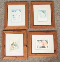 Erika Oller, a set of four framed and glazed prints titled One The Pull, The Difficult and