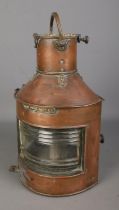 A WW2 copper and brass ships lantern by Alderson & Gyde stamp 1944 to inside. Hx46cm