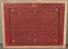 A Midland Railway cast iron trespass warning sign. (61cm x 83cm)