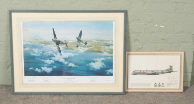 Two framed aviation prints to include Graeme Lothian 'Combat Over Normandy' and Dugald Cameron '