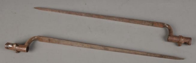 Two 19th century socket bayonets. Blade length (46cm) CANNOT POST OVERSEAS