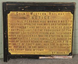 A Great Western Railway cast iron trespass notice. (52cm x 77cm)