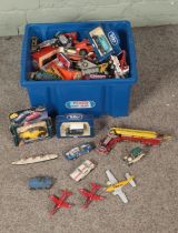 A box of assorted diecast vehicles to include Corgi, Dinky, Tonka, Matchbox/Lesney, etc.