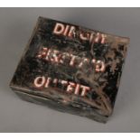 A tin plate Dinghy First Aid Outfit box, with contents. Includes dressing, iodine ampoule and