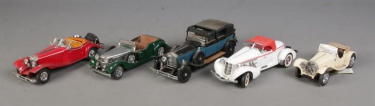 Five Franklin Mint diecast Precision Models to include 1929 Rolls-Royce Phantom I, Mercedes 500K