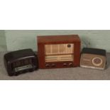 Three vintage radios; Strad Model 511, Ferguson 329A and Bush DAC70.
