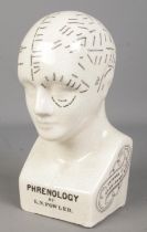 A L.N.Fowler ceramic phrenology head. 28cm.