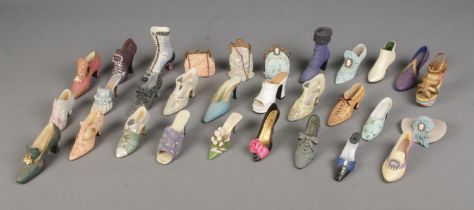 A good collection of miniature ceramic and resin shoes to include several 'Just The Right Shoe'