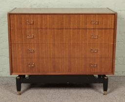 E. Gomme for G Plan; A retro chest of four drawers in the Librenza design, with hoop handles and