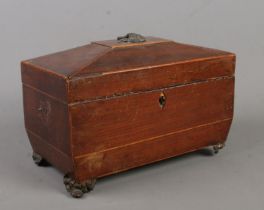 A Regency mahogany tea caddy for restoration.