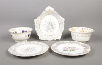 A collection of Rockingham porcelain, to include 1532 pattern bowl, 580 pattern dish with leaf