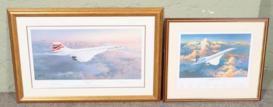 Two framed limited edition signed Concorde prints. One by Phil E.West titled 'Queen of the Skies'