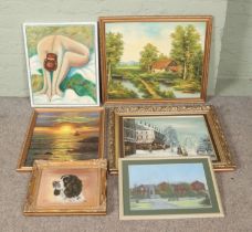 A collection of paintings to include P. Betteridge, Janet Brook, Xathiel, etc.