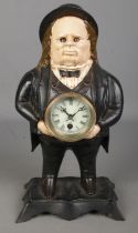 A Bradley & Hubbard novelty cast iron clock formed as John Bull. Patented July 14 1857 to the