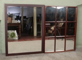 Two very large decorative wooden mirrors. Largest 101cm x 86cm.