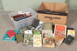 Two boxes of assorted vintage and modern books to include Agatha Christie, Jules Verne, Book Club