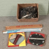 A large box of mostly O and OO Gauge model railway track. Includes Peco and Roco Line examples.
