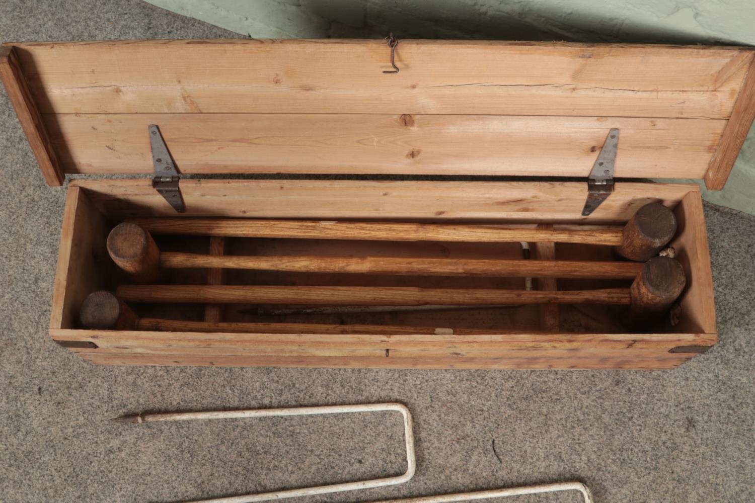 A vintage Croquet set with fitted wooden case. Missing balls. - Image 2 of 2