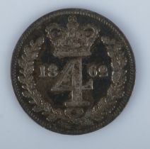 An 1862 Victorian maundy fourpence/groat. Proof.
