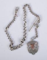 A Victorian silver albert chain with silver fob. Hallmarked for Birmingham 1892 by William Walter