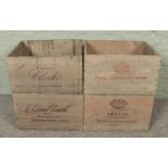 Four wooden advertising wine crates. Includes Chateau Clarke, Paul Jaboulet Aine 2010, etc.