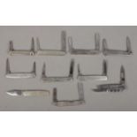 Ten stainless steel pocket knives. Includes William Rodgers, Ibberson & Co, E.Blyde & Co, etc.