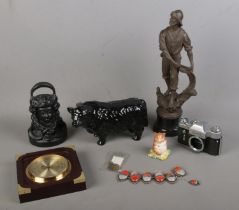 A quantity of collectables to include Zenit 3m, Beswick Beatrix Potter figure, bull decanter, cast