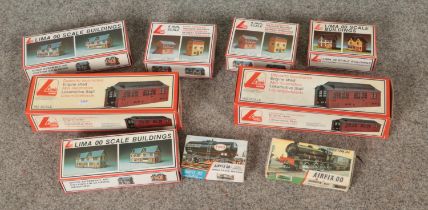 A collection of boxed Lima trackside buildings and accessories and Airfix to include OO buildings,