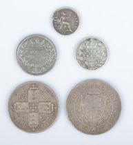 A collection of Victorian silver coins to include 1895 half crown, 1838 groat, 1872 shilling, 1896