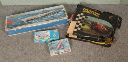A collection of boxed remote control toys to include Scalextrix G.P.3 and Monteleone Portaerei along