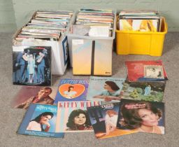 Three boxes of assorted LP records of mainly country to include Connie Francis, Buck Owens, Johnny