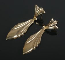 A pair of 9ct gold drop earrings. Total weight 1g.