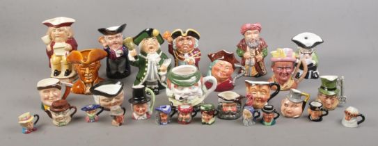 An extremely large collection of character and Toby Jugs, to include ten Peter Jackson miniature