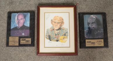 Two limited edition framed and mounted signed photos of Patrick Stewart as Jean-Luc Picard and