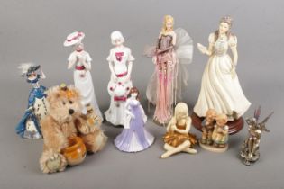 A quantity of various figurines including Coalport, Hummel, Edwardian etc