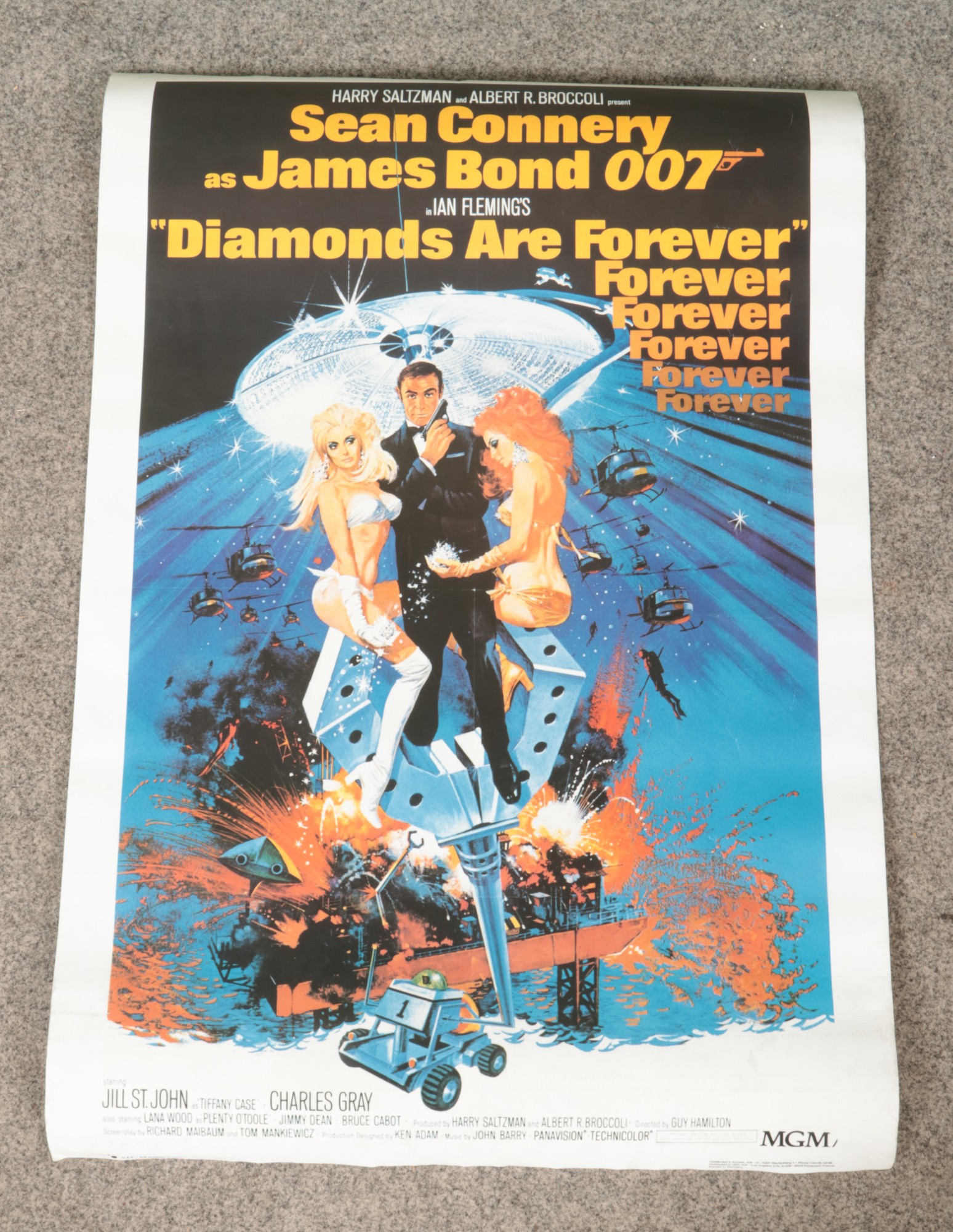 A James Bond 'Diamonds Are Forever' film poster. (96cm x 66cm)