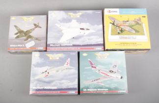 Five boxed Corgi scale model aircraft, including four from The Aviation Archive; North American F-