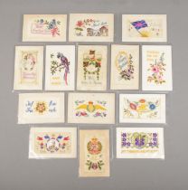 A quantity of World War One silk embroided postcards including rare "Le Marechel French" Sir John