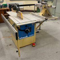 A Scheppach TS 4010 Saw Bench, with 230V single phase, folding table base, rise/fall and tilt arbour