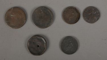 A collection of Georgian pennies and half pennies to include 'cartwheel' and early 1730 example.
