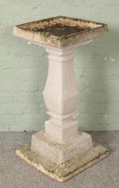 A concrete square topped & based bird bath. (88cm)