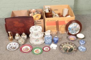 Three boxes of miscellaneous to include ceramics, glassware, Sanenwood cutlery, Limoges, etc.