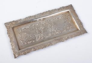 A Dutch silver tray decorated with figures in a landscape. Sheffield import marks for 1895 by Samuel