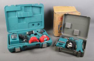 A Makita 6381D drill in case, with charger and spare battery, together with a Makita 10mm cordless