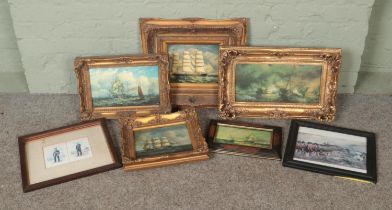 A collection of military and naval themed prints to include E.W Cooke, M. Webb, Fonden, etc.